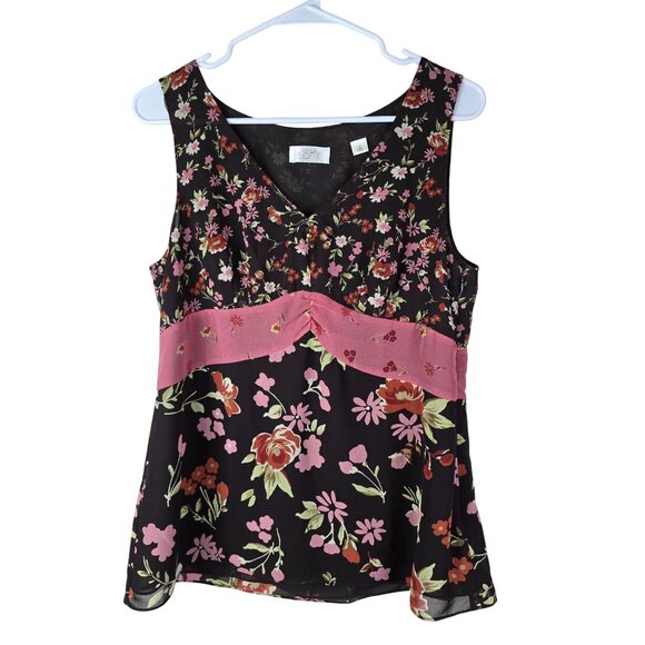 Y2K Style Floral Chiffon Babydoll Ann Taylor Loft Blouse Size 12 Cottage - Picture 1 of 7